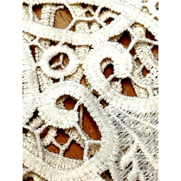 CCC TSFDOD Lace Cold Shoulder Blouse With Crochet Sleeves V Neckline Size Medium - Picture 8 of 8